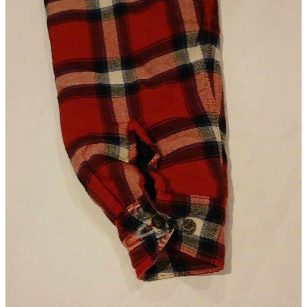 Vintage Wrangler Red Plaid Flannel Shacket Men's Medium Sherpa Fleece Lined Warm - Picture 4 of 11